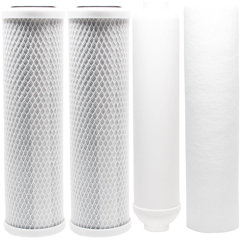 CFS â€“ 4 Pack Replacement Water Filter Kit Includes Carbon Block, Polypropylene Sediment, Inline Cartridges Compatible with Watts RO-TFM-5SV RO Models â€“ Removes Bad Taste & Odor â€“ Universal 10" Filter